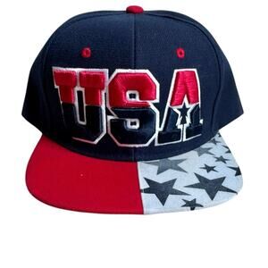 Y2K USA snapback hat red white blue OS